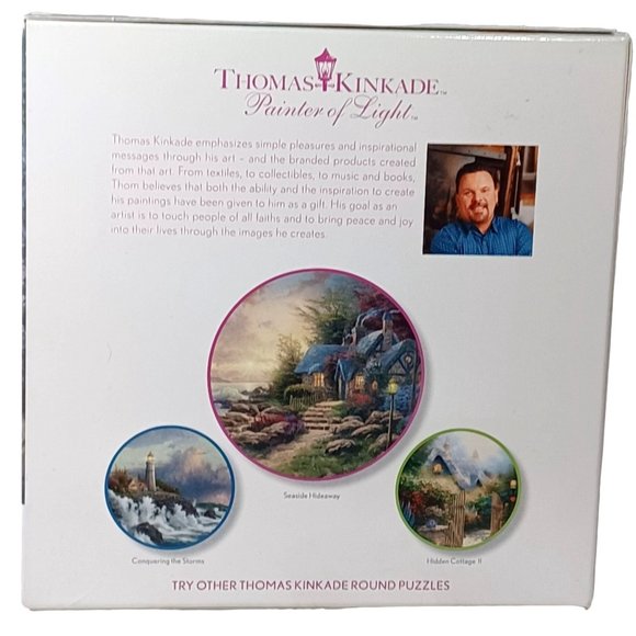 Thomas Kinkade Seaside Hideaway Painting  Art 24" Round 750 Pc Puzzle - Picture 3 of 9